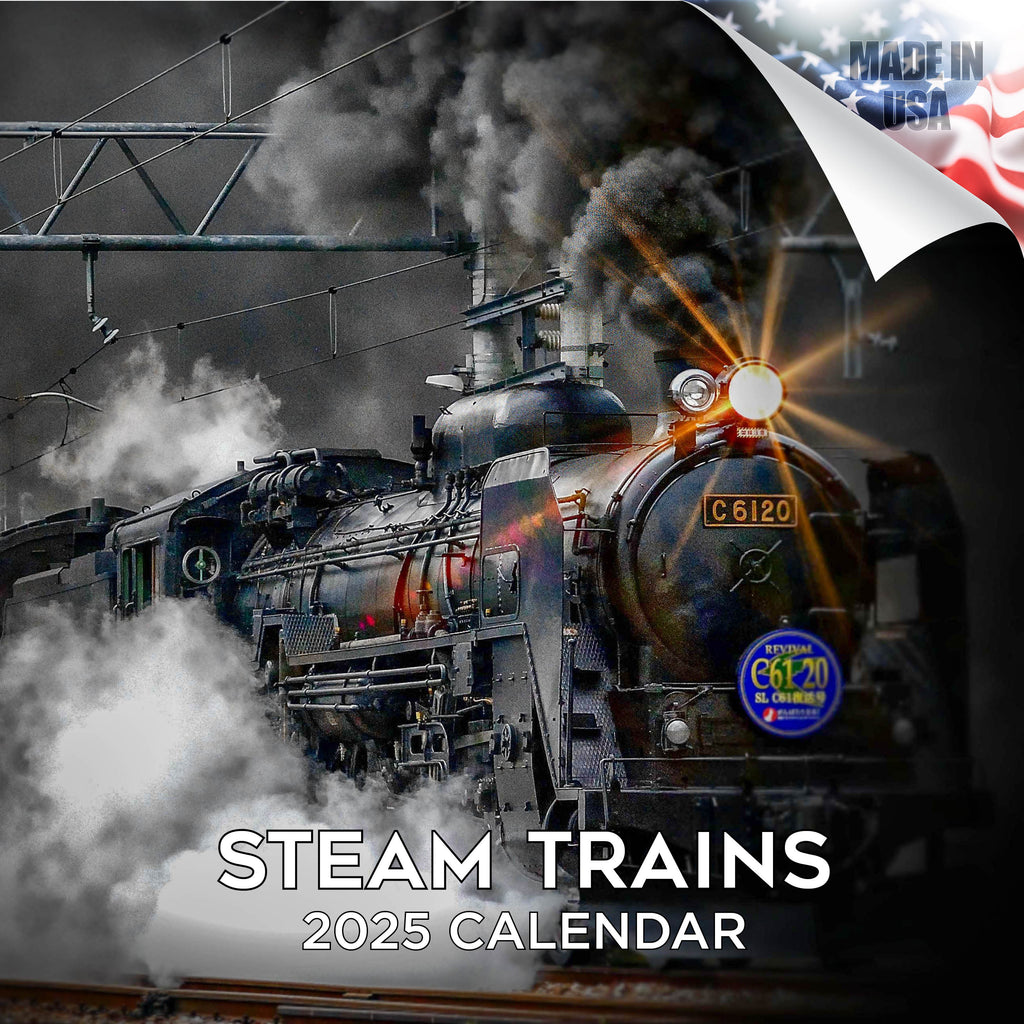 Steam Trains Wall Calendar 2025