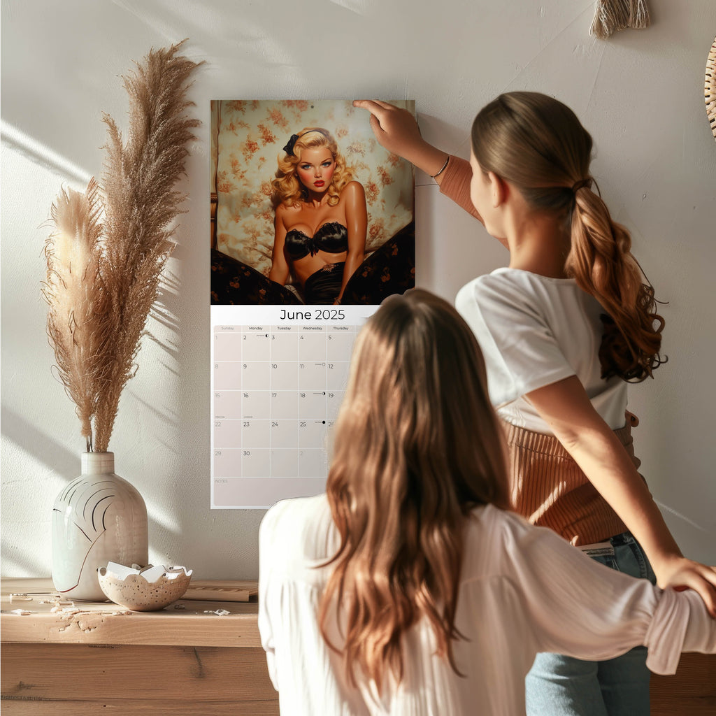 Retro Pin Ups Wall Calendar 2025