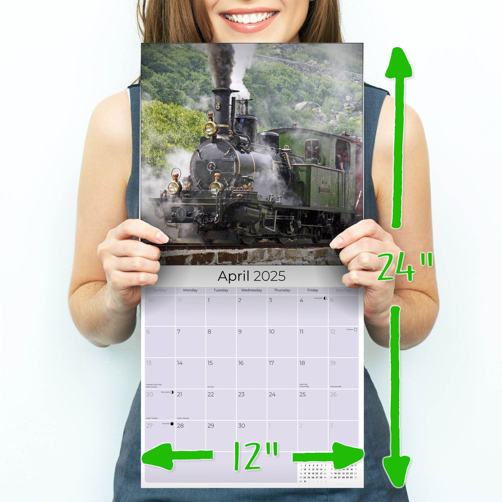 Steam Trains Wall Calendar 2025