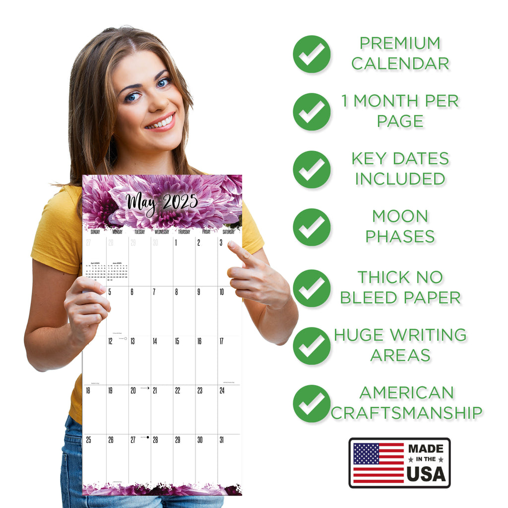 Flowers Large Grid Calendar 2025