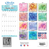 Watercolors LARGE GRID Wall Calendar 2025