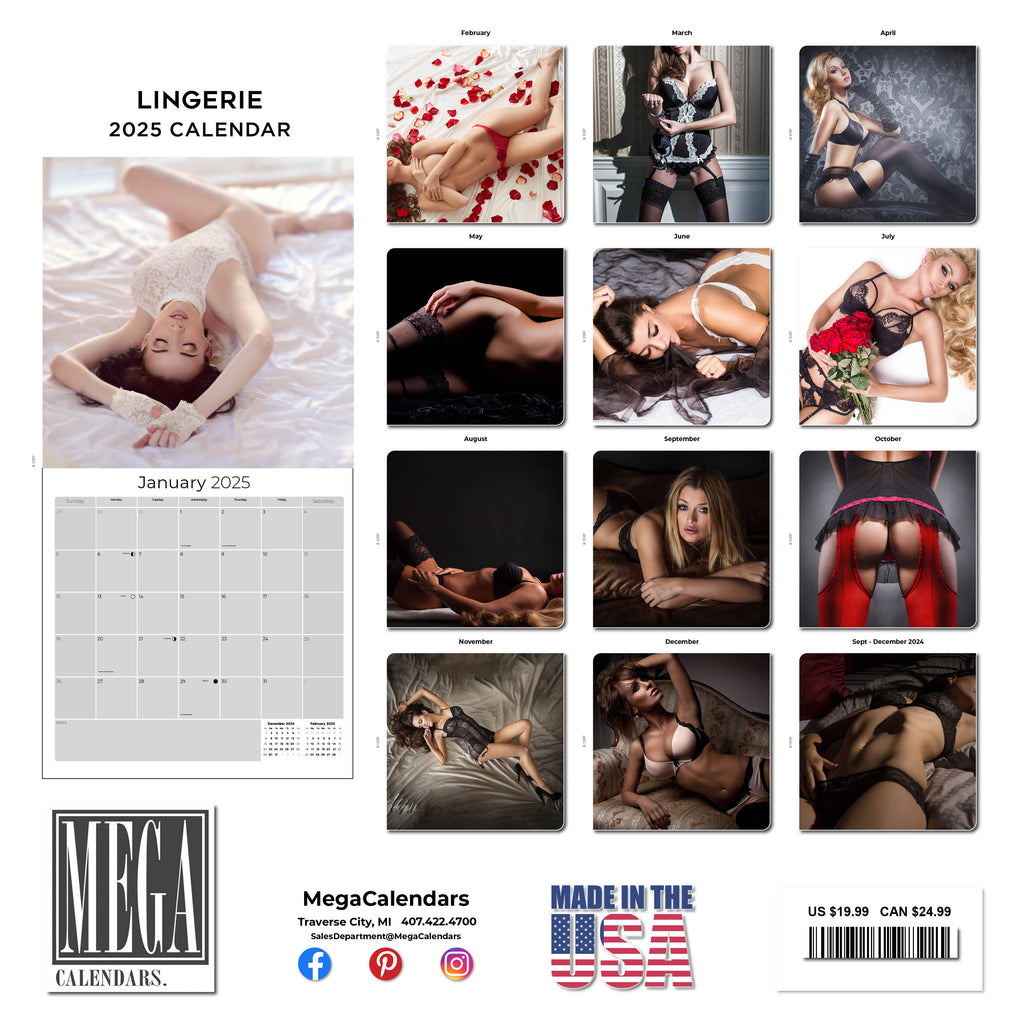 Lingerie Wall Calendar 2025