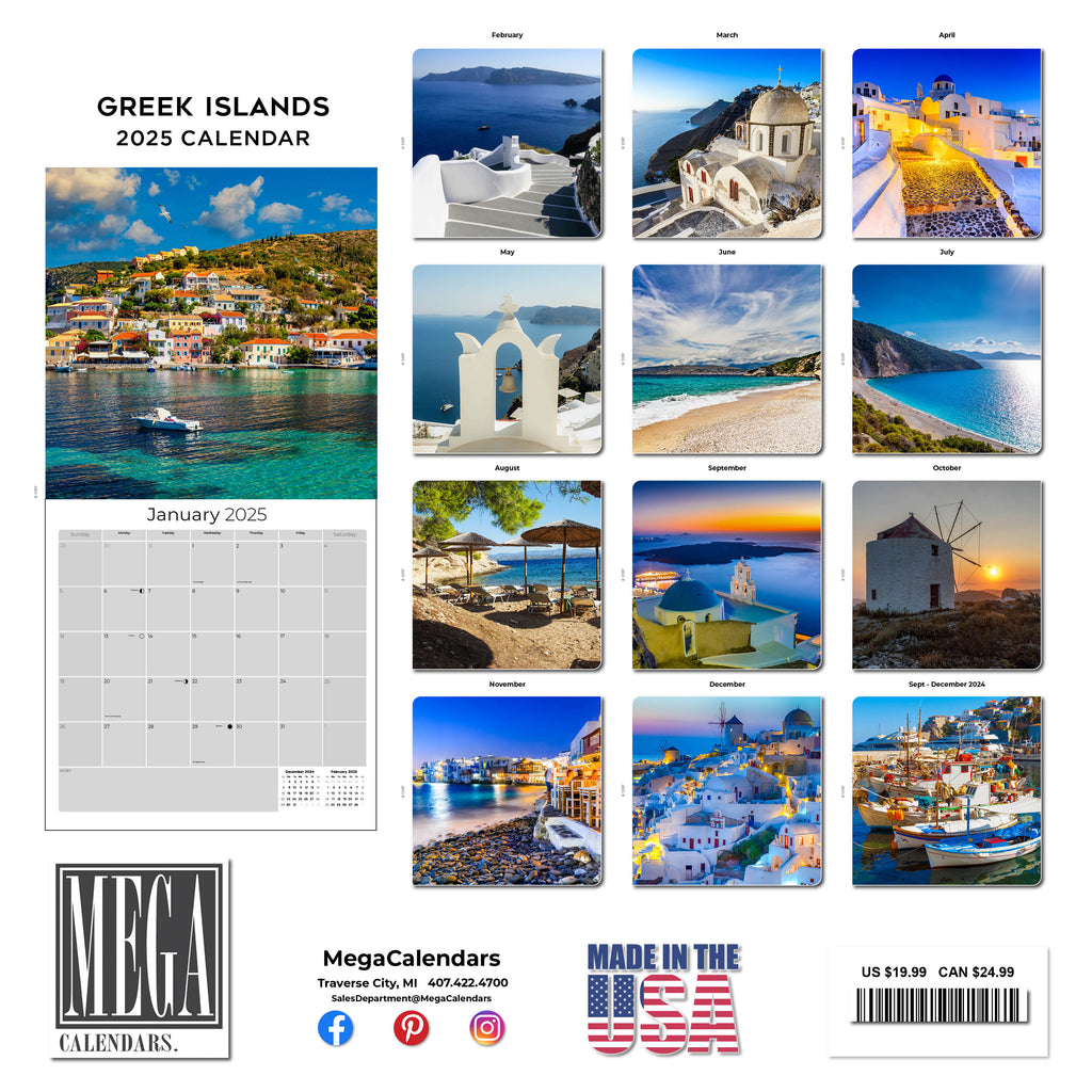 Greek Islands Wall Calendar 2025