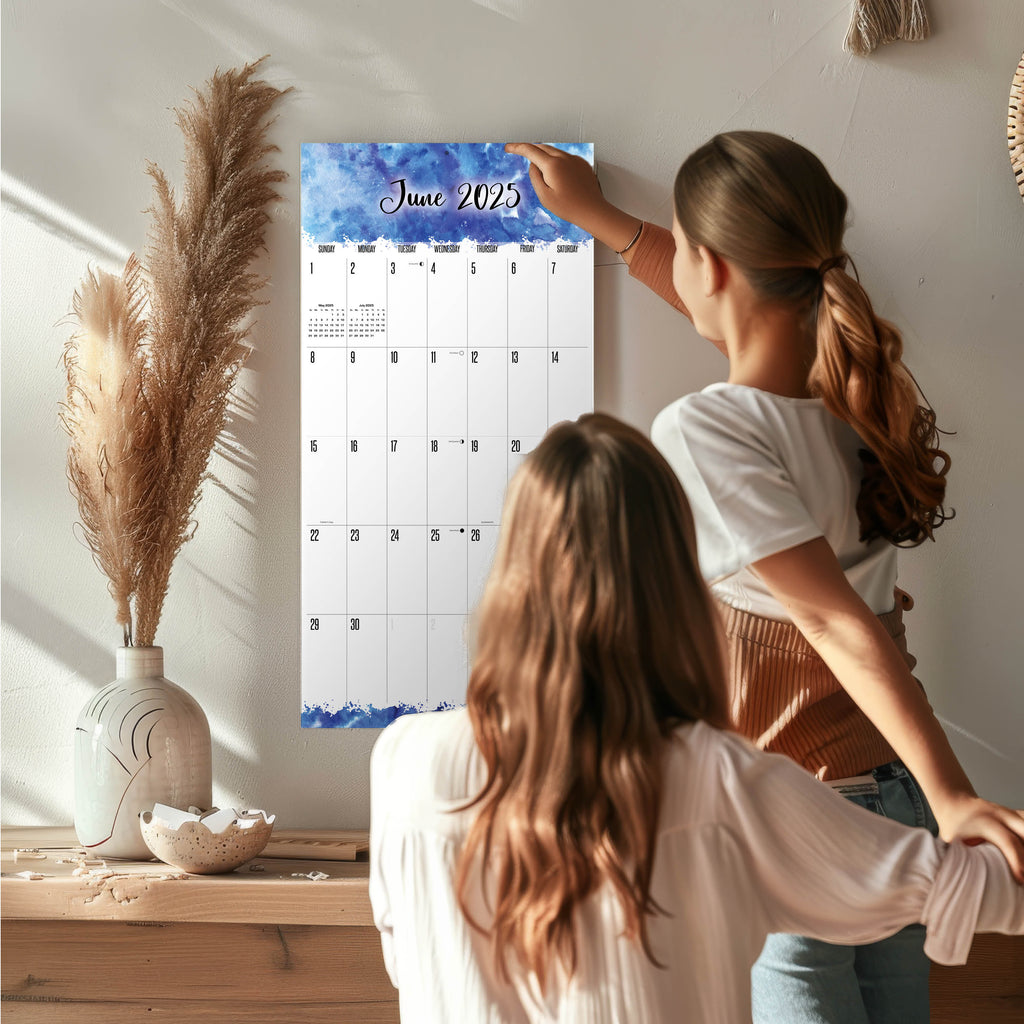 Watercolors LARGE GRID Wall Calendar 2025