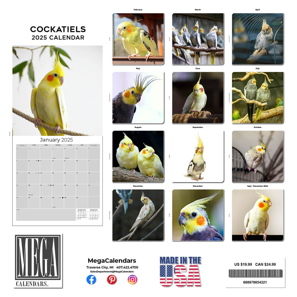 Cockatiels Wall Calendar 2025