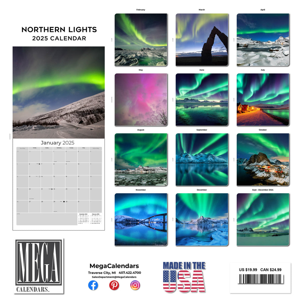 Northern Lights Wall Calendar 2025