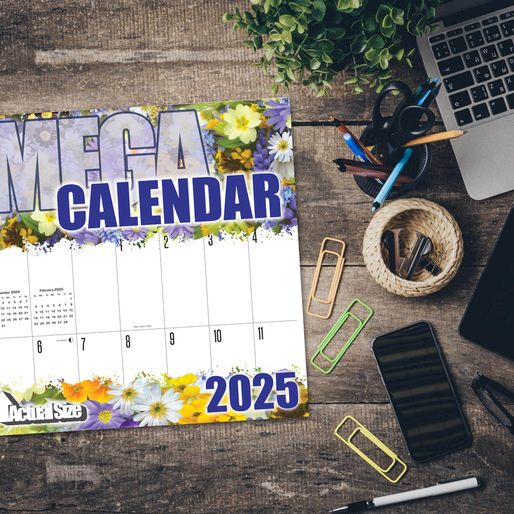 Flowers Large Grid Calendar 2025